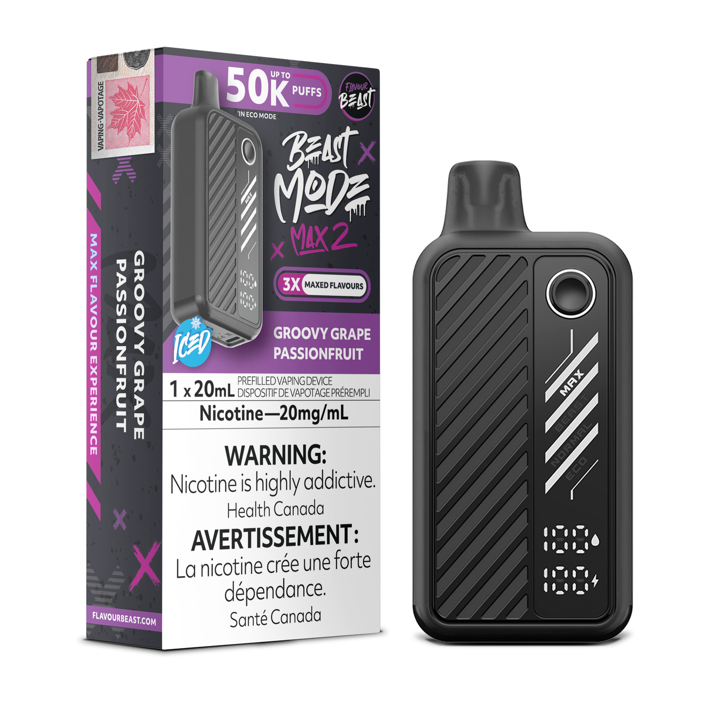 Flavour Beast Mode Max 2 Disposable Vape - Groovy Grape Passionfruit