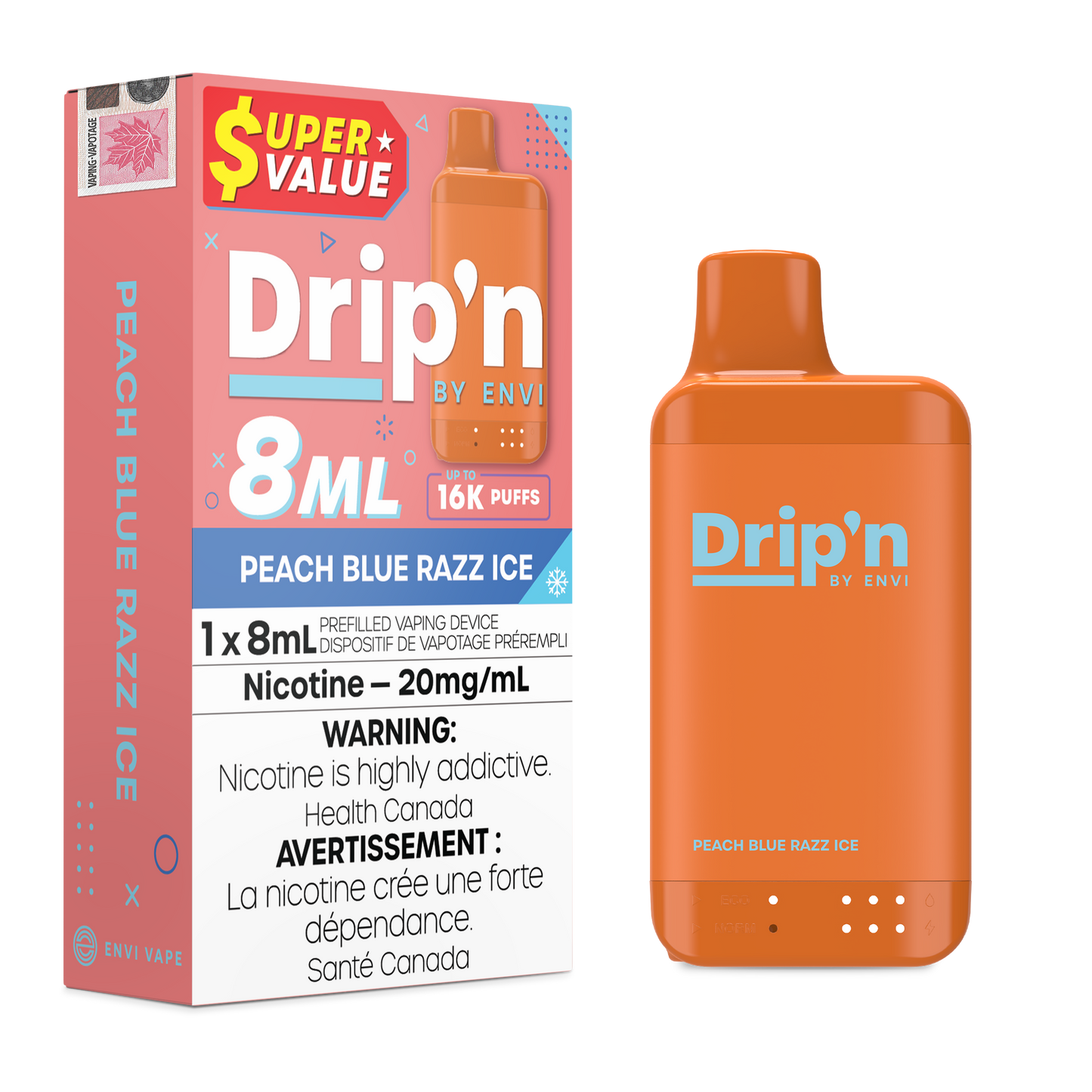 Drip'n 8ml Disposable - Peach Blue Razz Ice