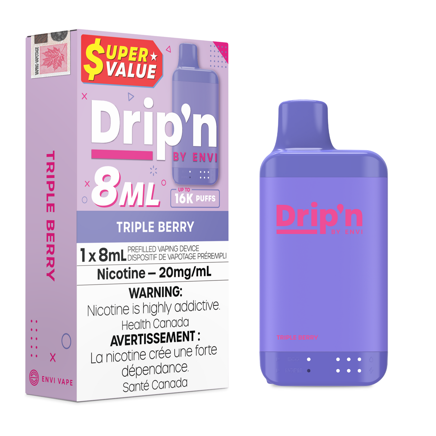 Drip'n 8ml Disposable - Triple Berry